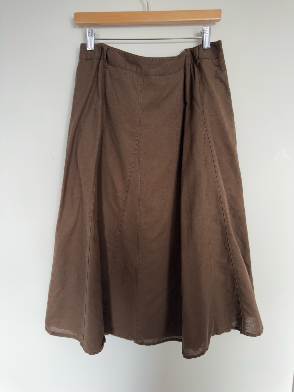 294. Liz Claiborne Brown Linen Blend A-Line Midi Skirt Size 16